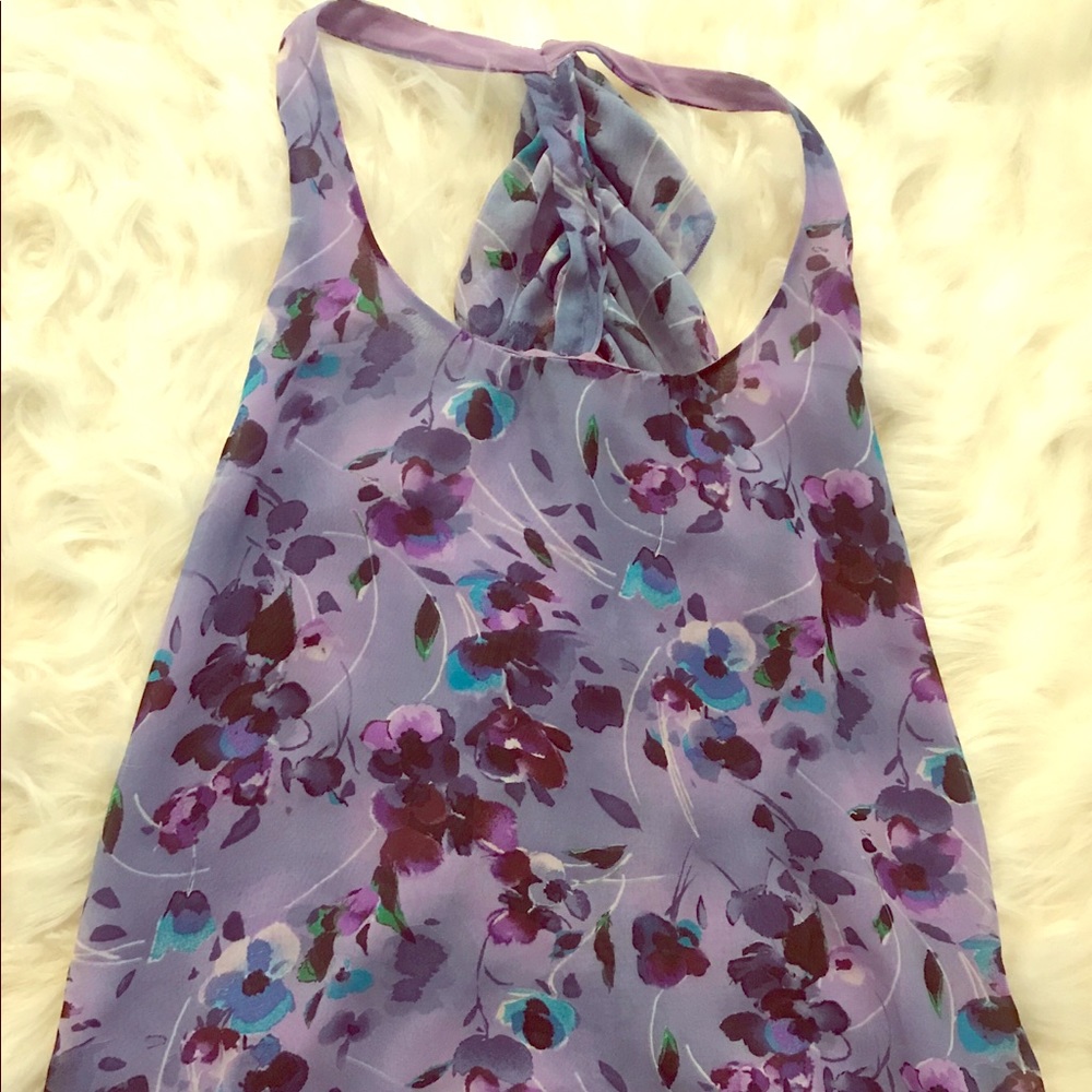 Floral ruffle razor back tank top